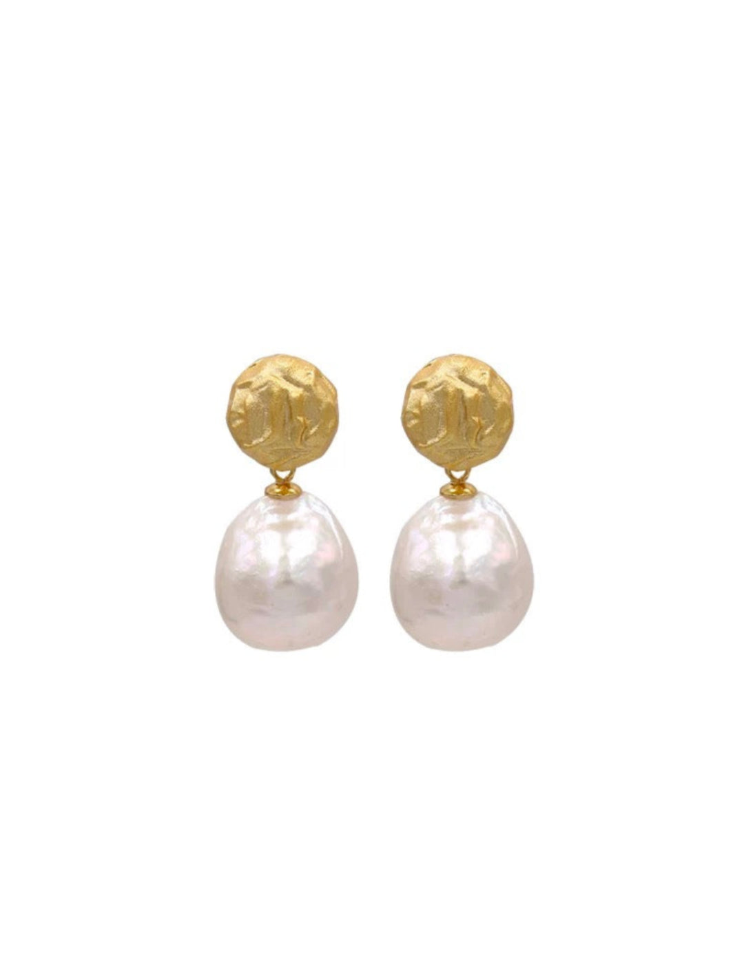 Simple Matte Metallic Baroque Pearl Drop Earrings gembea jewelry