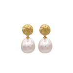 Simple Matte Metallic Baroque Pearl Drop Earrings gembea jewelry