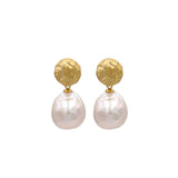 Simple Matte Metallic Baroque Pearl Drop Earrings gembea jewelry