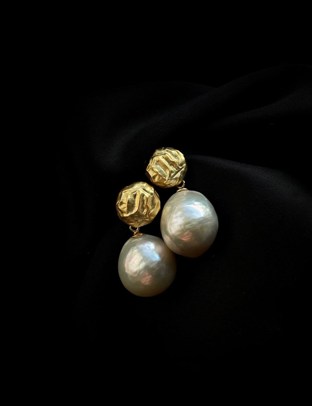 Simple Matte Metallic Baroque Pearl Drop Earrings gembea jewelry