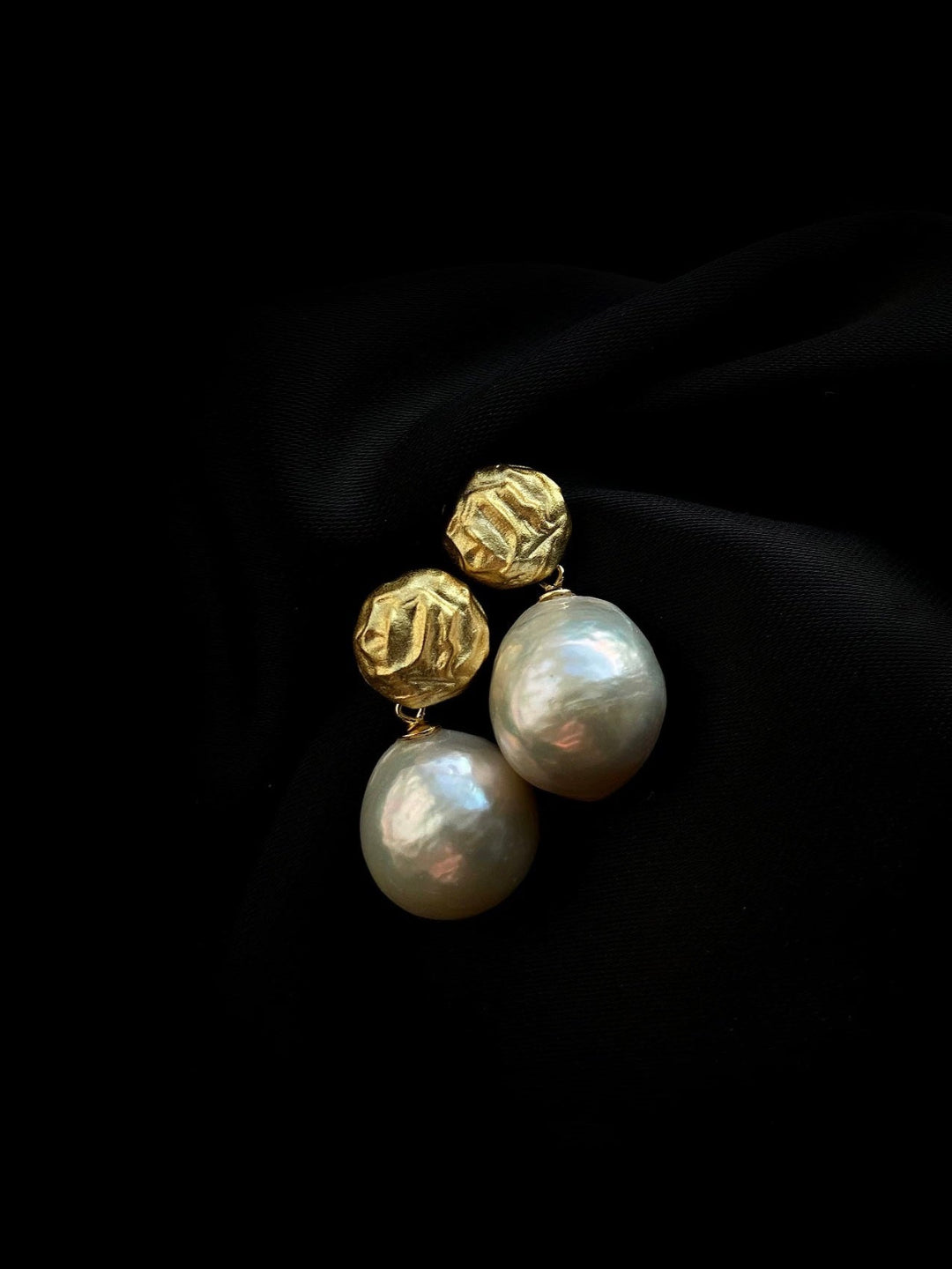Simple Matte Metallic Baroque Pearl Drop Earrings gembea jewelry