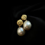 Simple Matte Metallic Baroque Pearl Drop Earrings gembea jewelry