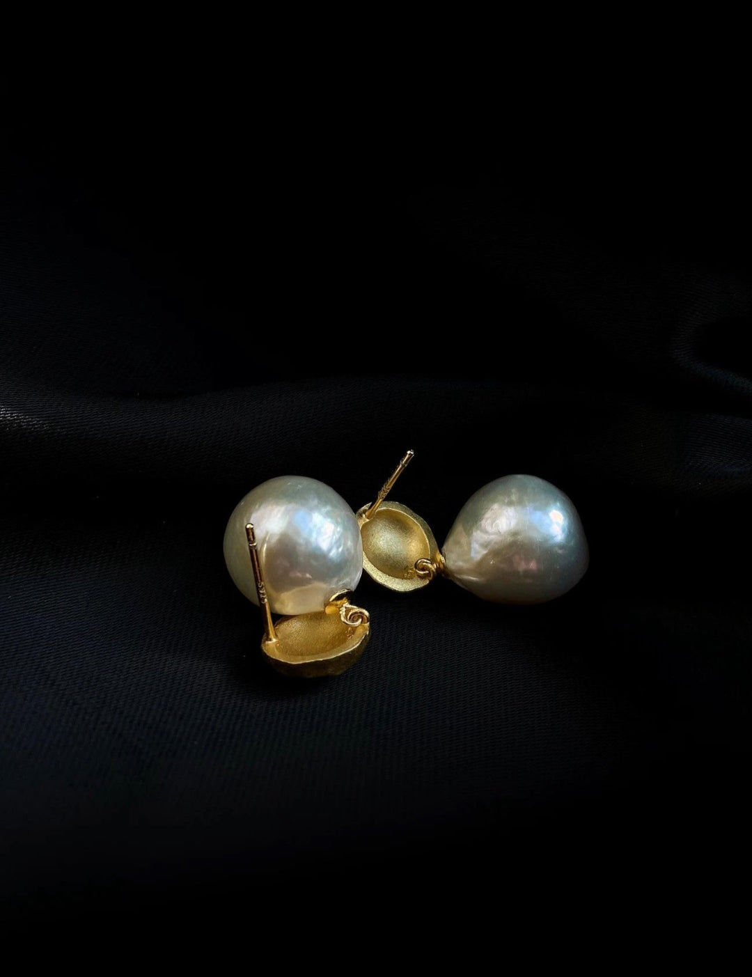 Simple Matte Metallic Baroque Pearl Drop Earrings gembea jewelry
