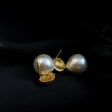 Simple Matte Metallic Baroque Pearl Drop Earrings gembea jewelry