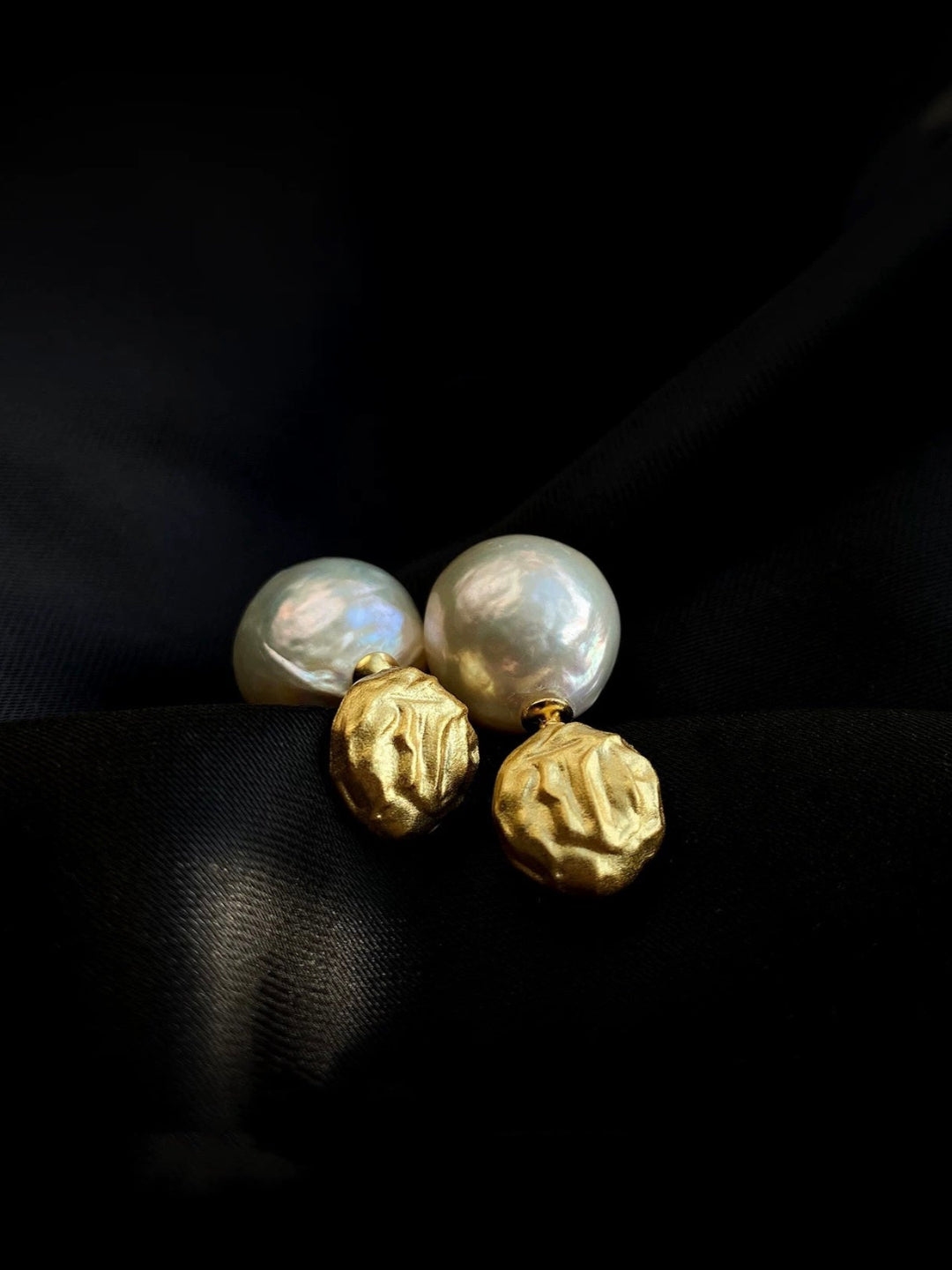 Simple Matte Metallic Baroque Pearl Drop Earrings gembea jewelry