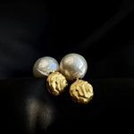 Simple Matte Metallic Baroque Pearl Drop Earrings gembea jewelry