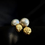 Simple Matte Metallic Baroque Pearl Drop Earrings gembea jewelry