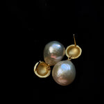 Simple Matte Metallic Baroque Pearl Drop Earrings gembea jewelry