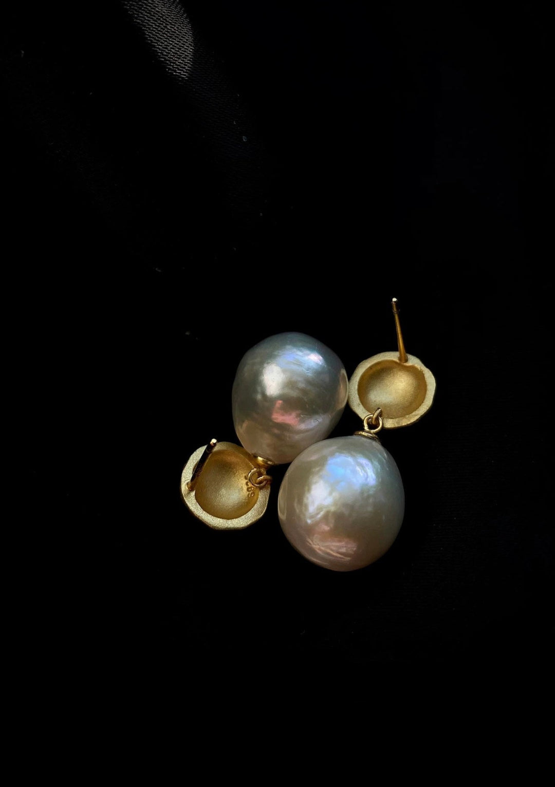 Simple Matte Metallic Baroque Pearl Drop Earrings gembea jewelry