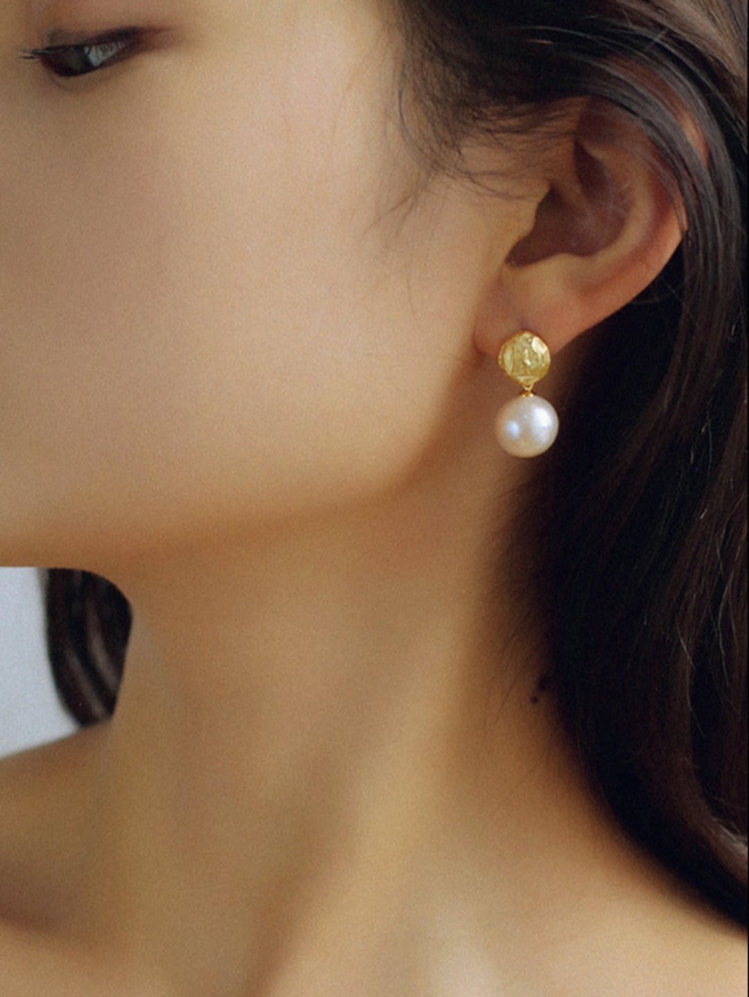 Simple Matte Metallic Baroque Pearl Drop Earrings gembea jewelry
