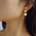 Simple Matte Metallic Baroque Pearl Drop Earrings gembea jewelry