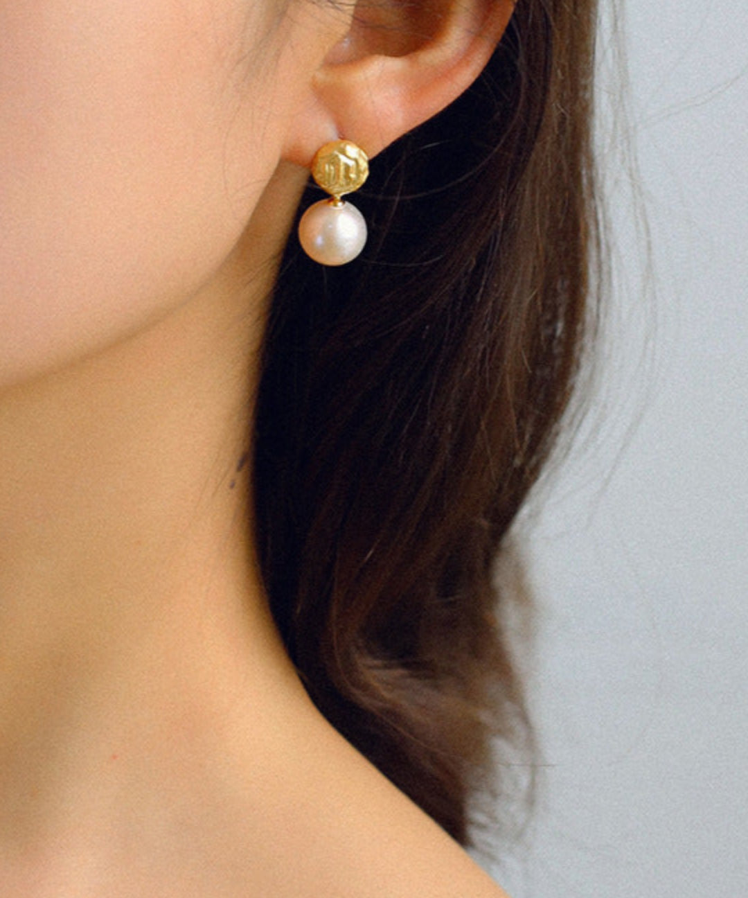 Simple Matte Metallic Baroque Pearl Drop Earrings gembea jewelry