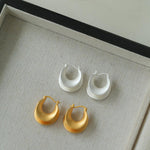 Simple S925 Silver Matte Gold Hoop Earring - Gembea Jewelry