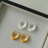 Simple S925 Silver Matte Gold Hoop Earring - Gembea Jewelry