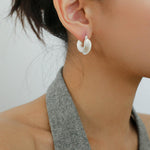 Simple S925 Silver Matte Gold Hoop Earring - Gembea Jewelry