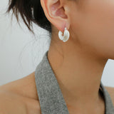 Simple S925 Silver Matte Gold Hoop Earring - Gembea Jewelry