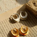 Simple S925 Silver Matte Gold Hoop Earring - Gembea Jewelry