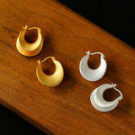 Simple S925 Silver Matte Gold Hoop Earring - Gembea Jewelry