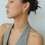Simple S925 Silver Matte Gold Hoop Earring - Gembea Jewelry
