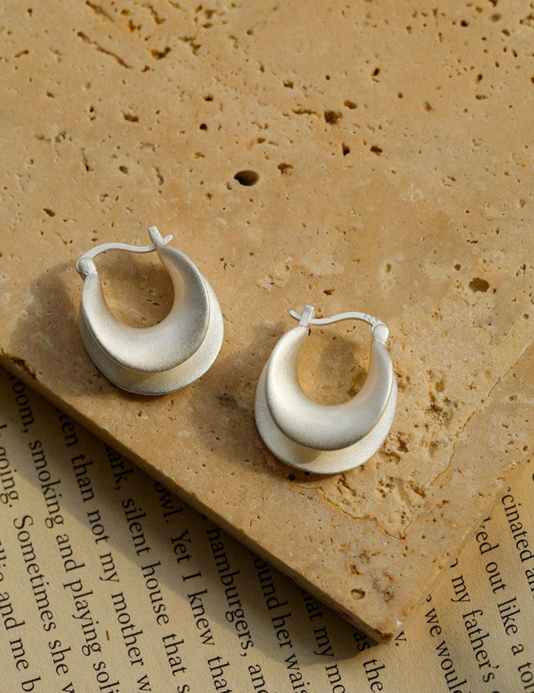 Simple S925 Silver Matte Gold Hoop Earring - Gembea Jewelry