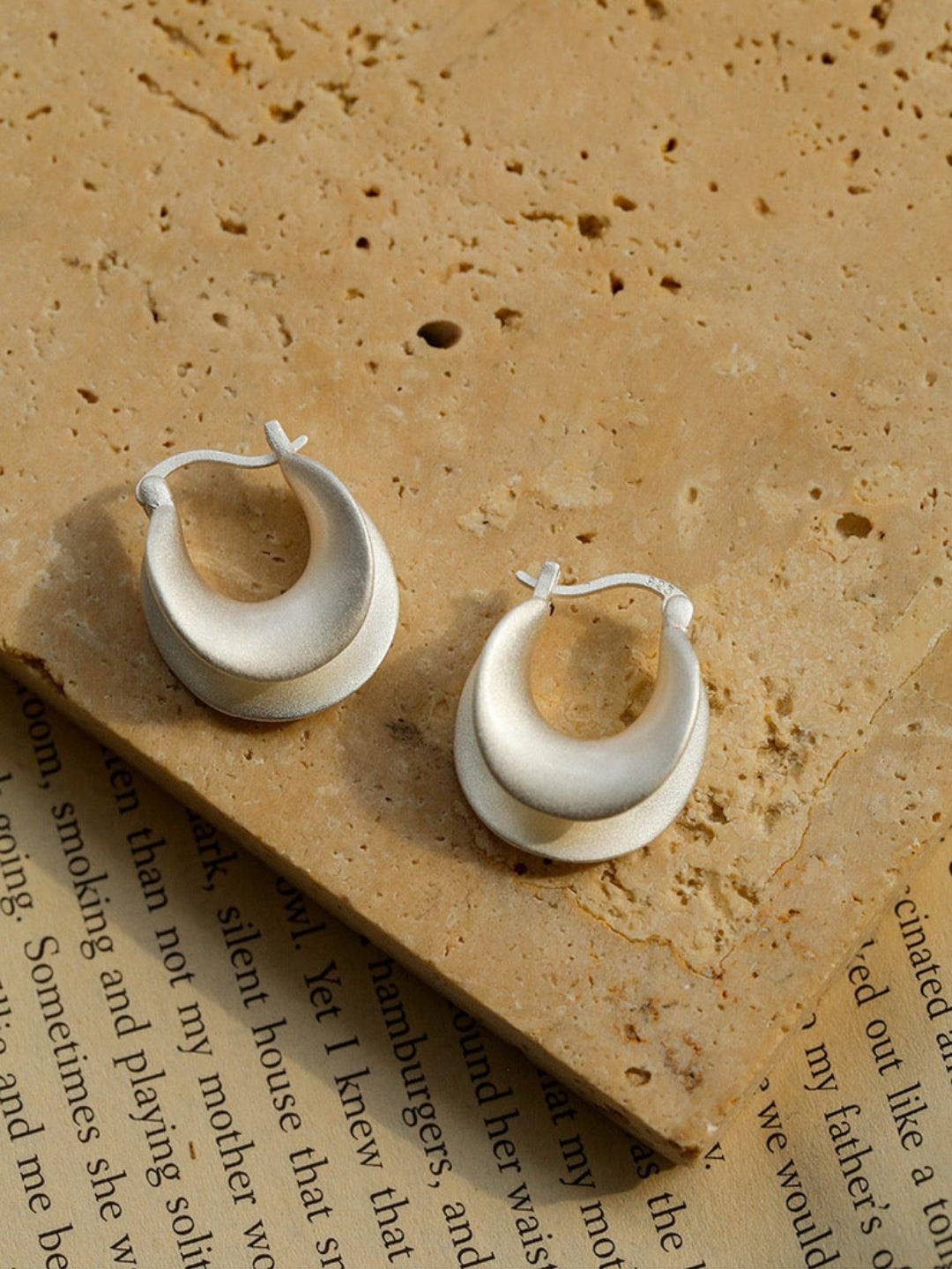 Simple S925 Silver Matte Gold Hoop Earring - Gembea Jewelry