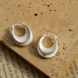 Simple S925 Silver Matte Gold Hoop Earring - Gembea Jewelry