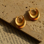 Simple S925 Silver Matte Gold Hoop Earring - Gembea Jewelry