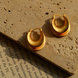 Simple S925 Silver Matte Gold Hoop Earring - Gembea Jewelry