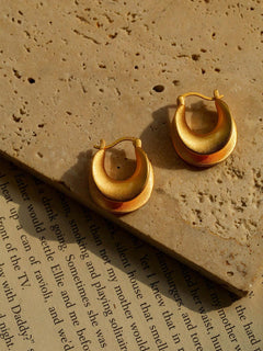 Simple S925 Silver Matte Gold Hoop Earring - Gembea Jewelry
