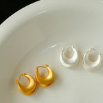 Simple S925 Silver Matte Gold Hoop Earring - Gembea Jewelry