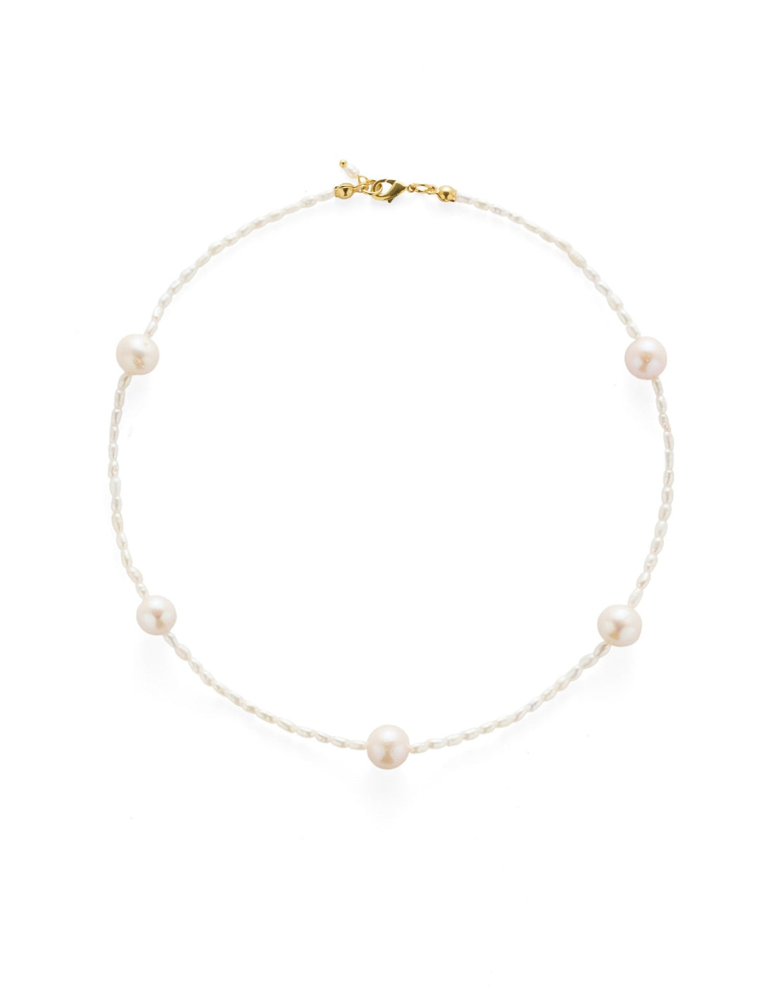 Simple Mixed Rice Pearl Necklace gembea jewelry