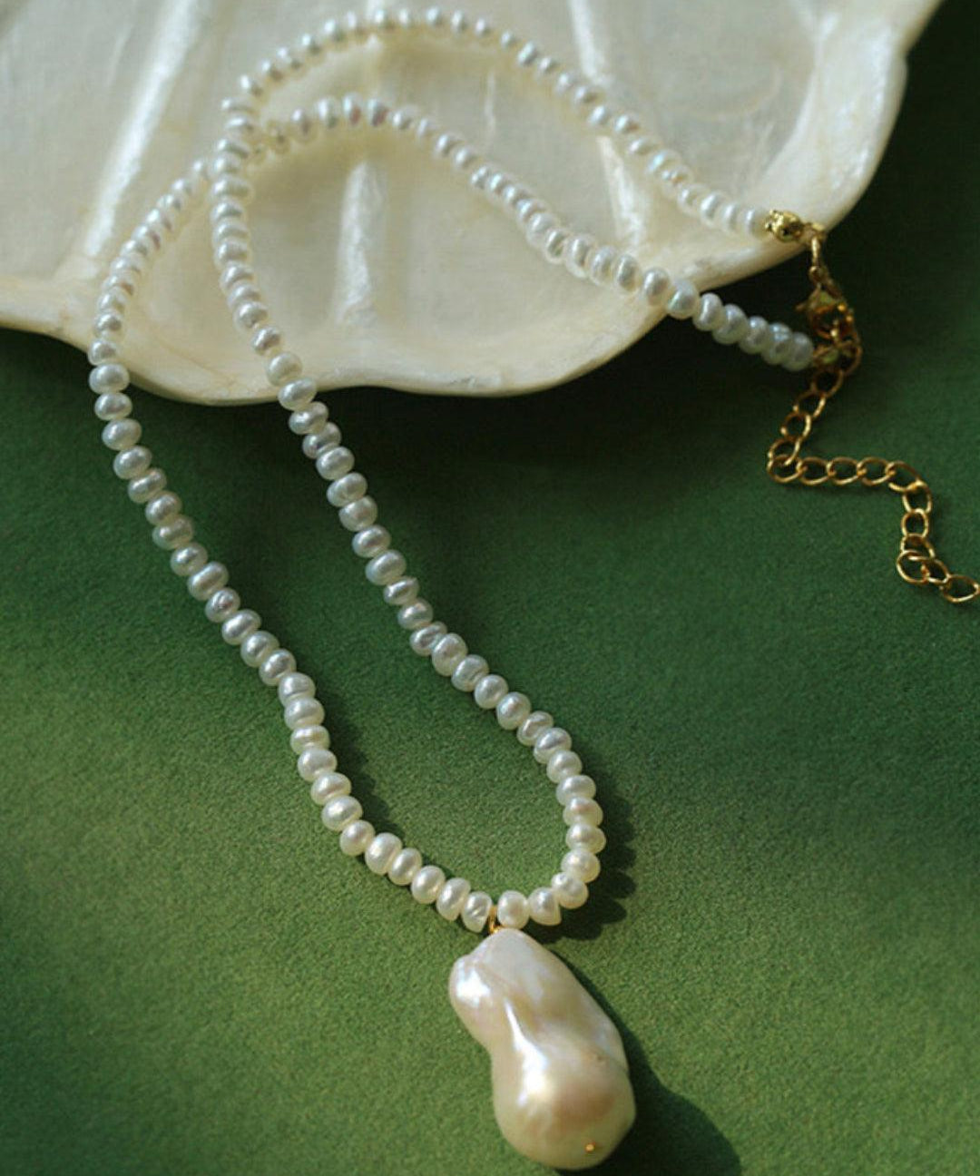 Simple Natural Baroque Pearl Rice Bead Necklace - Gembea Jewelry