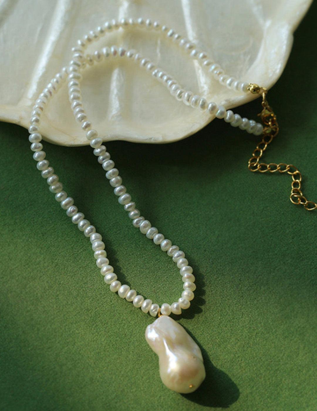 Simple Natural Baroque Pearl Rice Bead Necklace - Gembea Jewelry