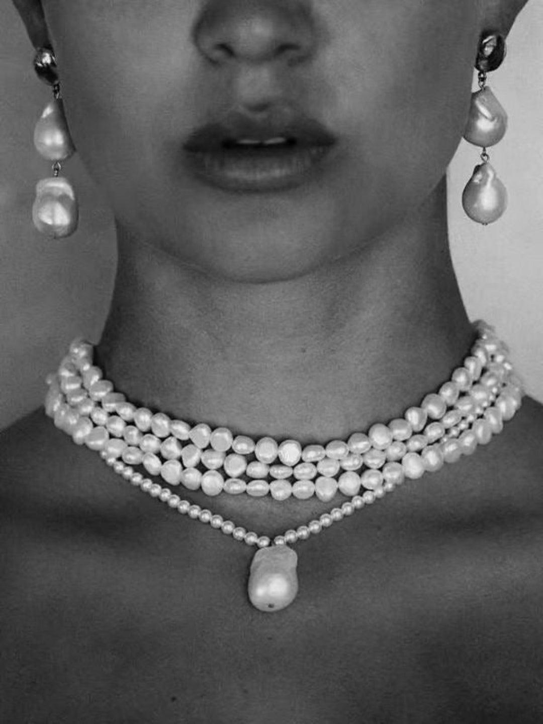 Simple Natural Baroque Pearl Rice Bead Necklace - Gembea Jewelry