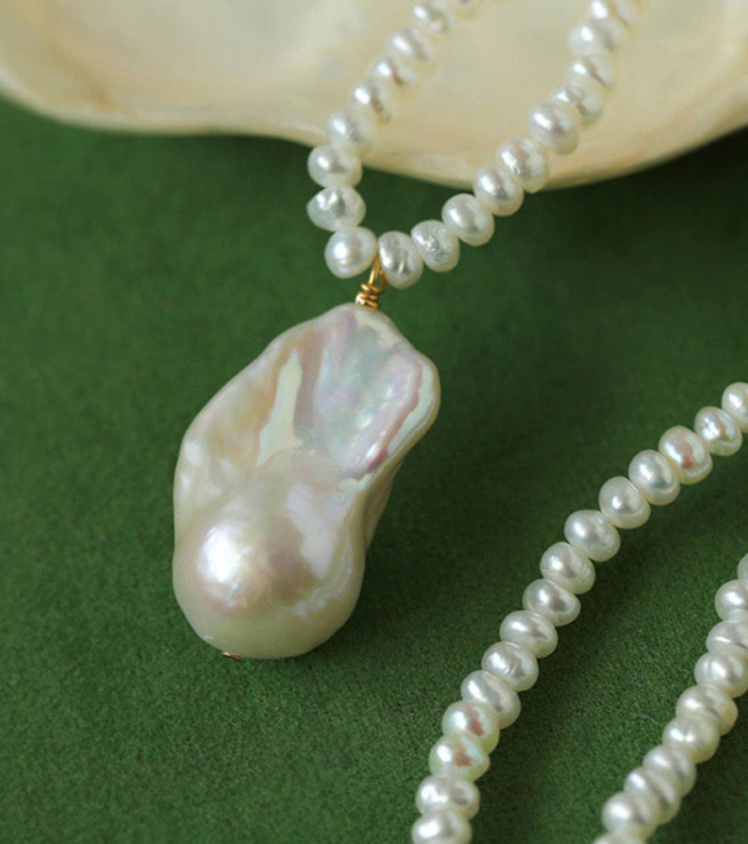 Simple Natural Baroque Pearl Rice Bead Necklace - Gembea Jewelry