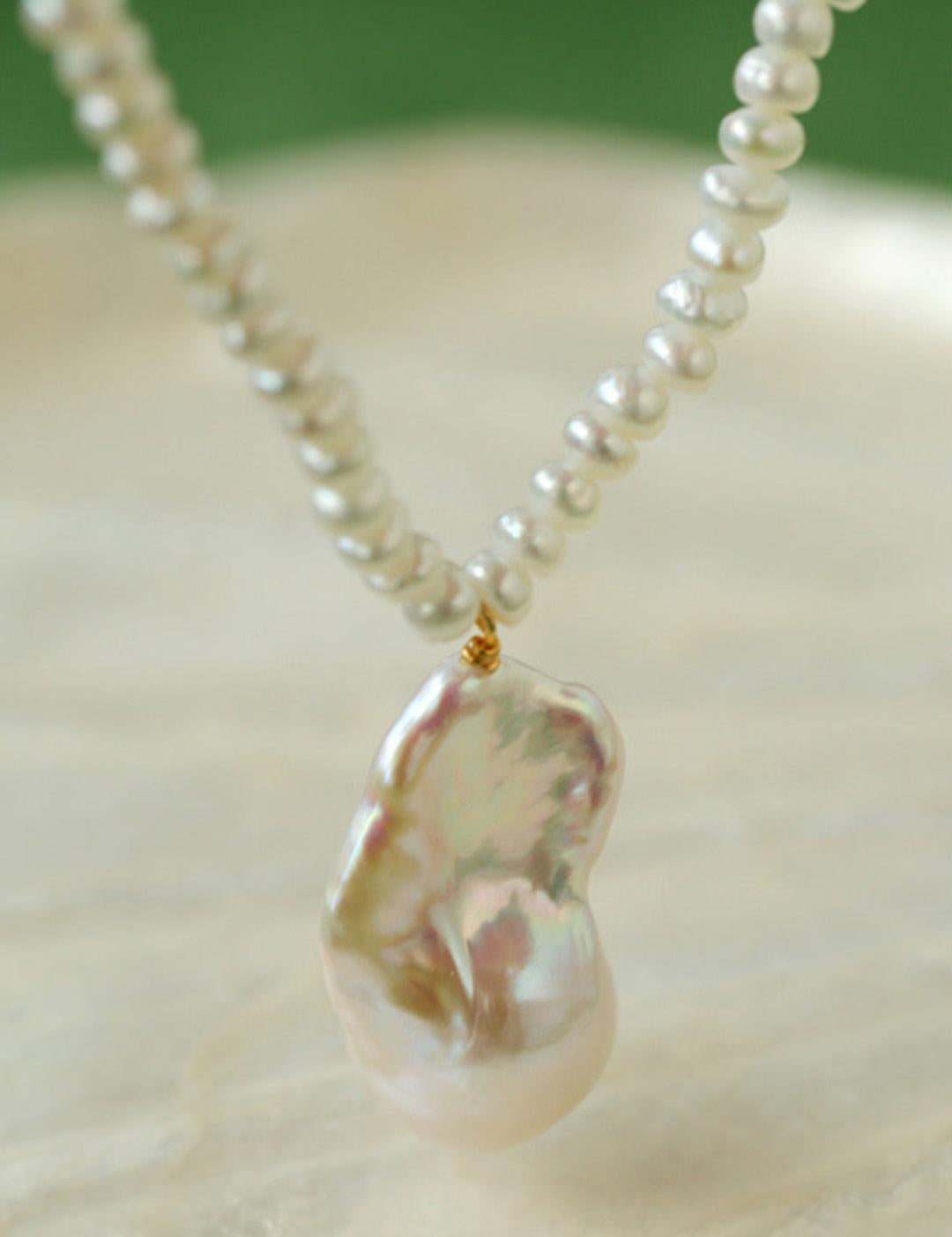 Simple Natural Baroque Pearl Rice Bead Necklace - Gembea Jewelry
