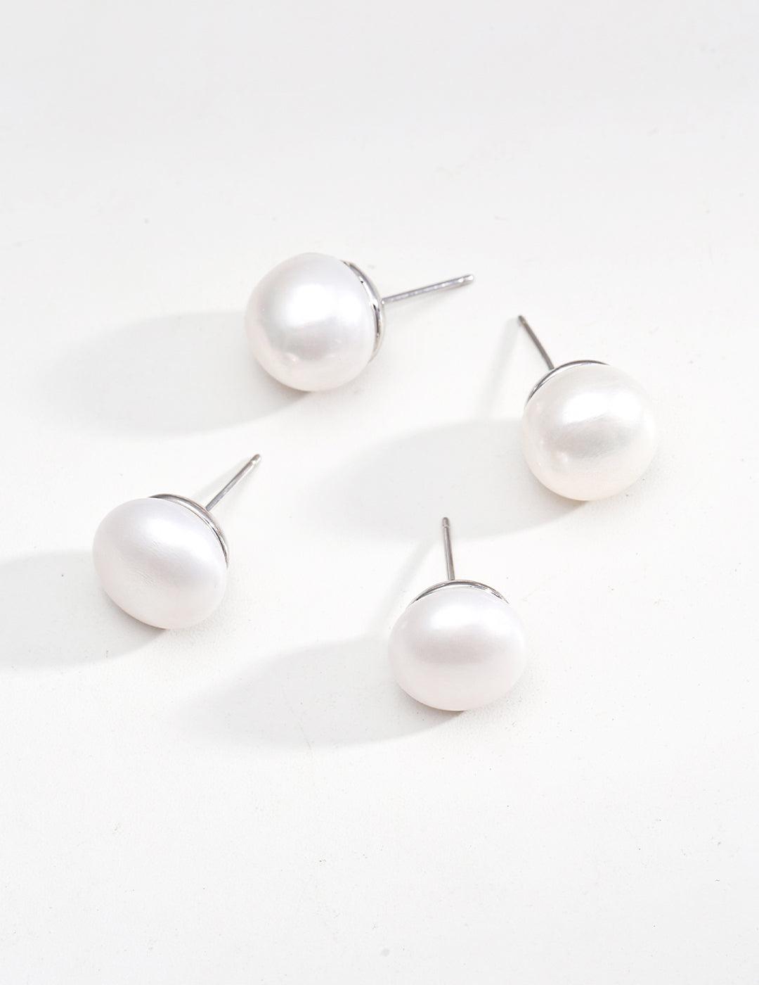 Simple Oval Freshwater Pearl Stud Earrings - Gembea Jewelry