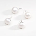 Simple Oval Freshwater Pearl Stud Earrings - Gembea Jewelry