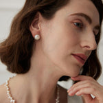 Simple Oval Freshwater Pearl Stud Earrings - Gembea Jewelry