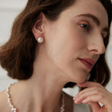 Simple Oval Freshwater Pearl Stud Earrings - Gembea Jewelry