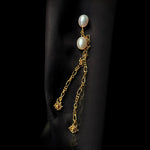 Simple Oval Pearl Long Drop Earrings gembea jewelry