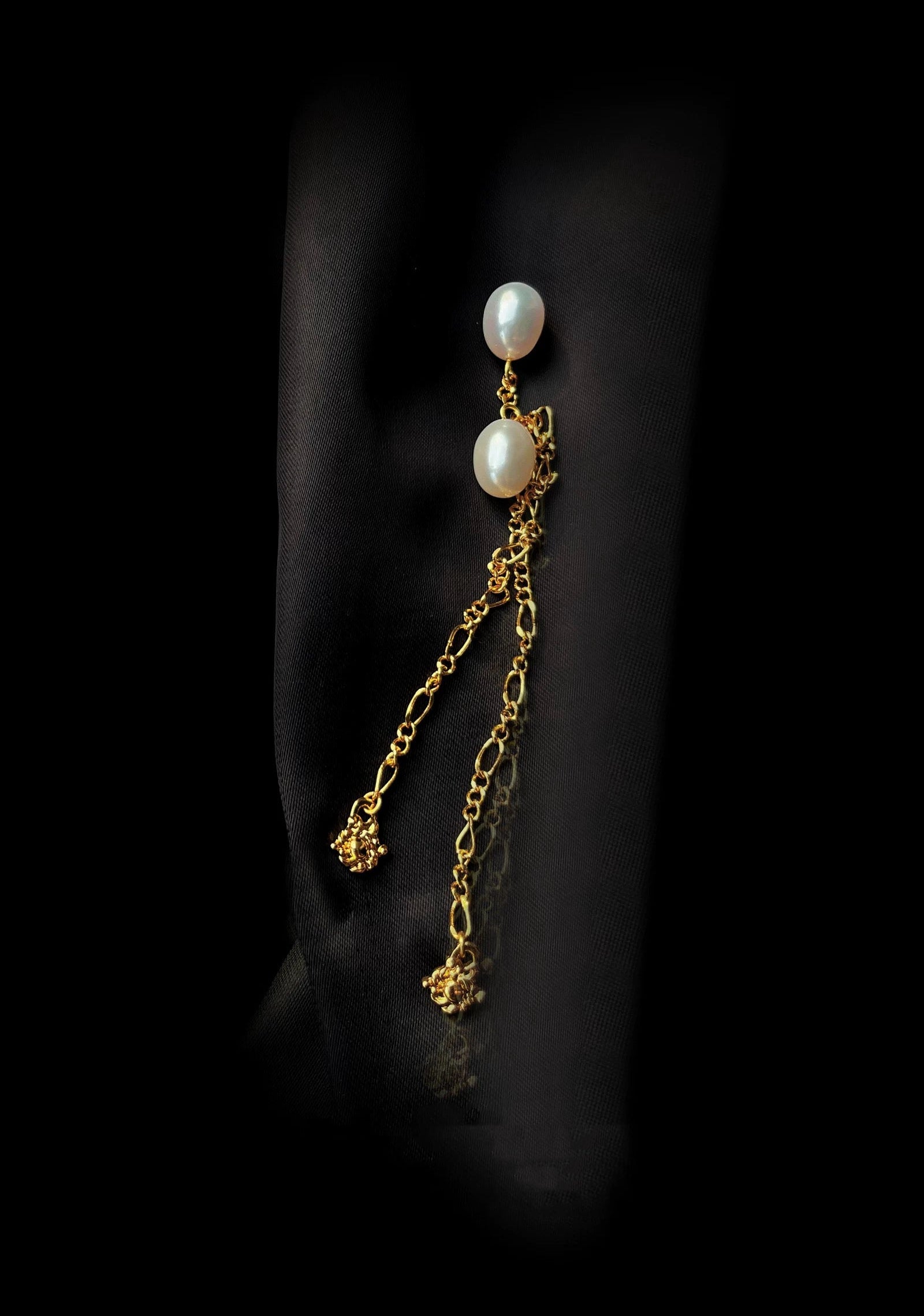 Simple Oval Pearl Long Drop Earrings gembea jewelry