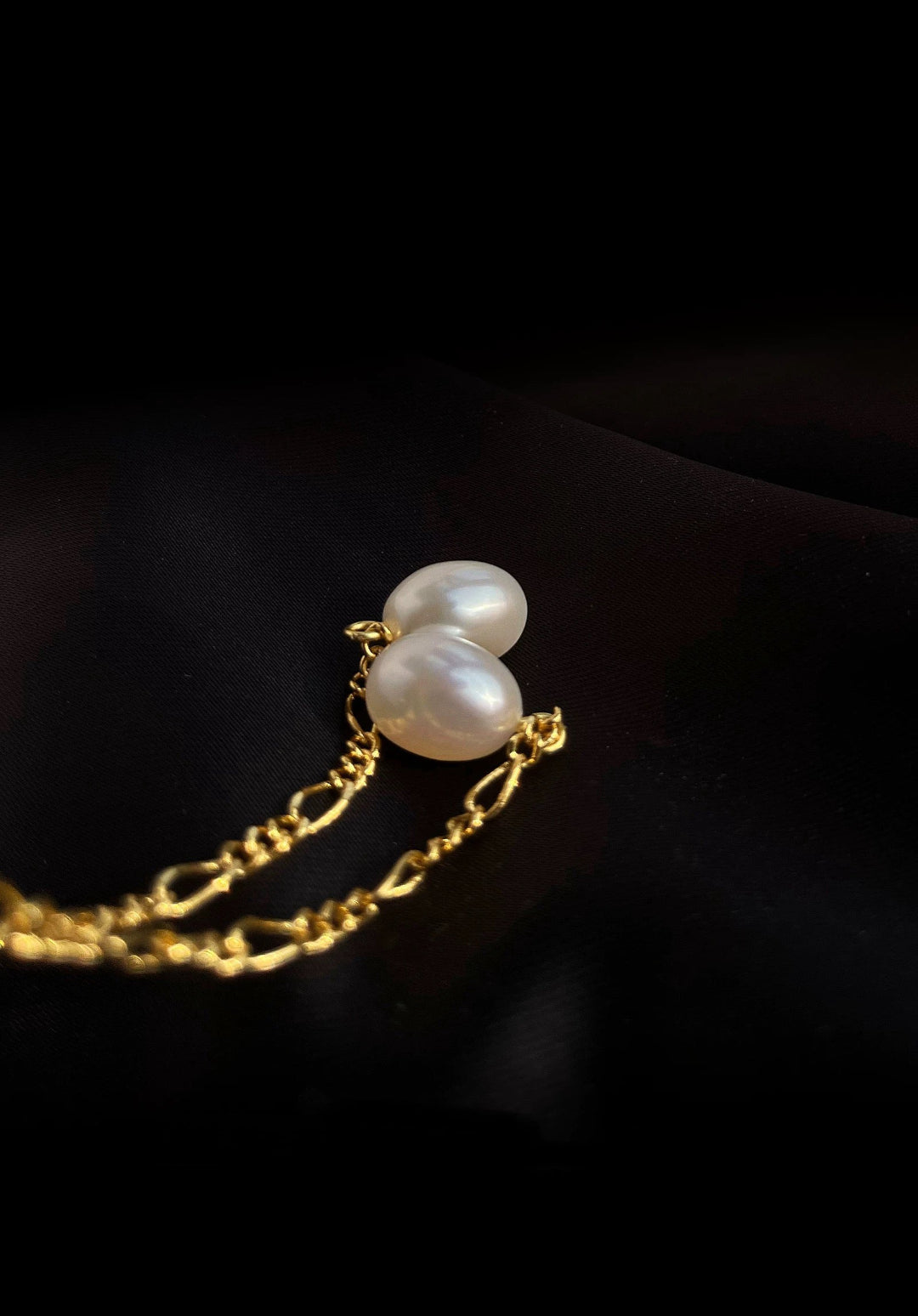 Simple Oval Pearl Long Drop Earrings gembea jewelry