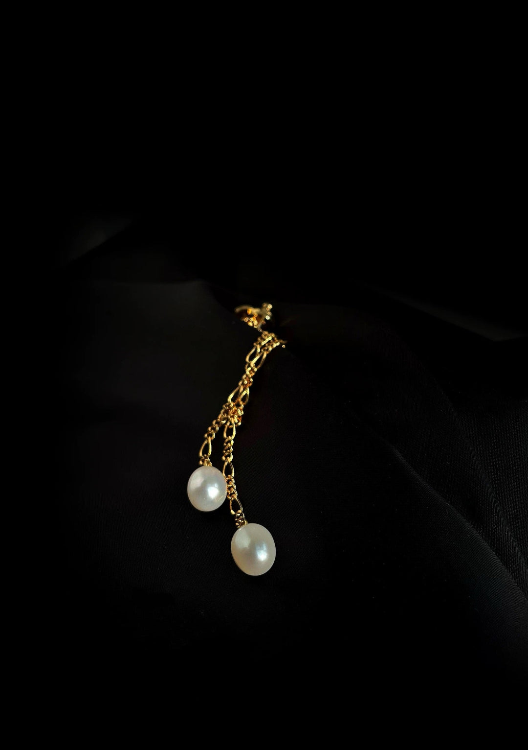 Simple Oval Pearl Long Drop Earrings gembea jewelry