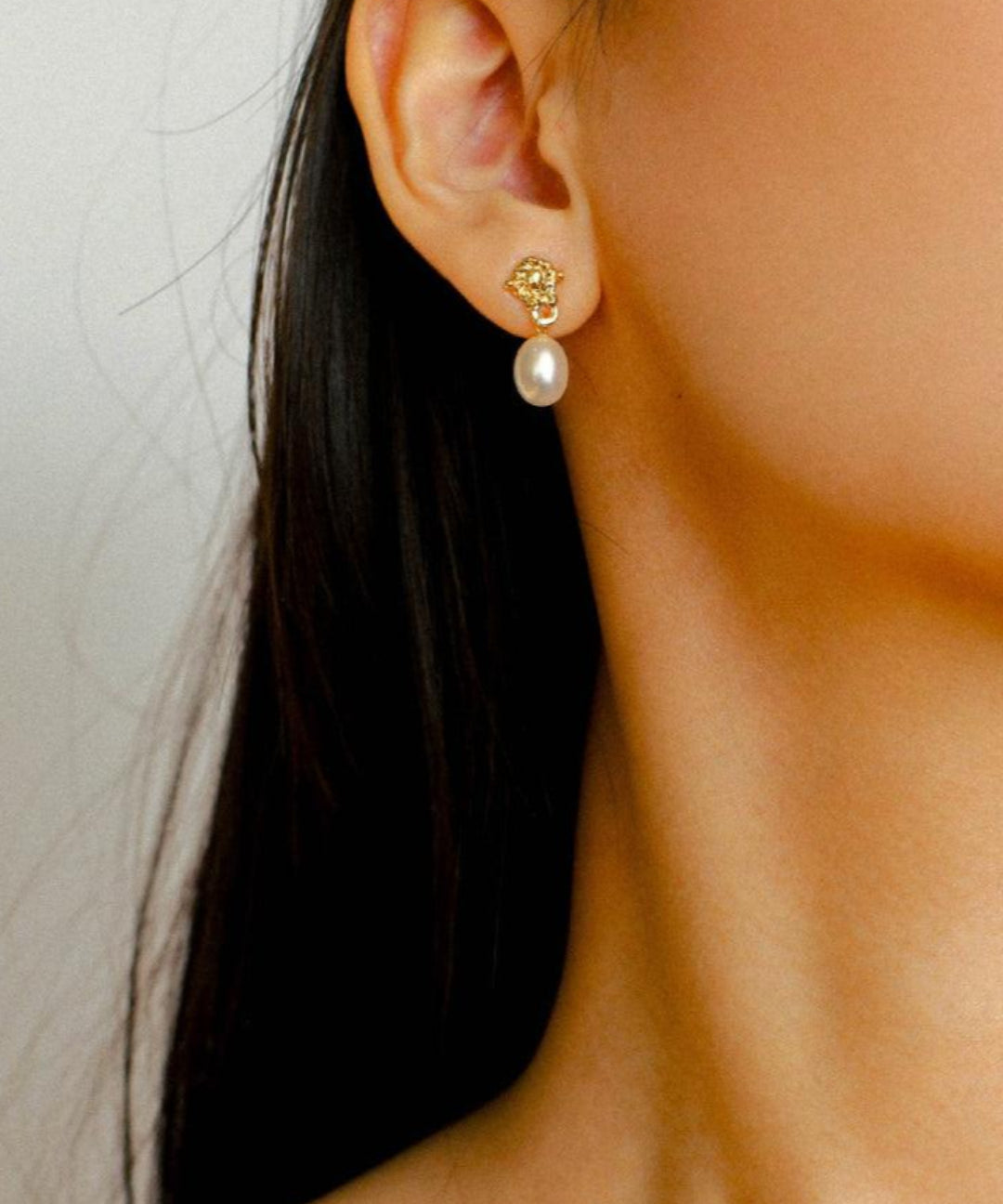 Simple Oval Pearl Long Drop Earrings - Gembea Jewelry
