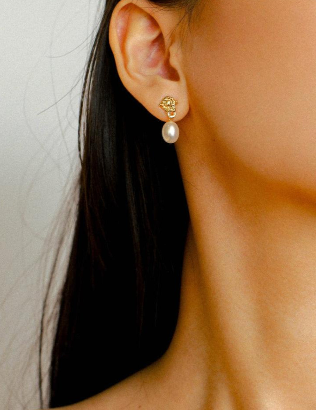 Simple Oval Pearl Long Drop Earrings - Gembea Jewelry