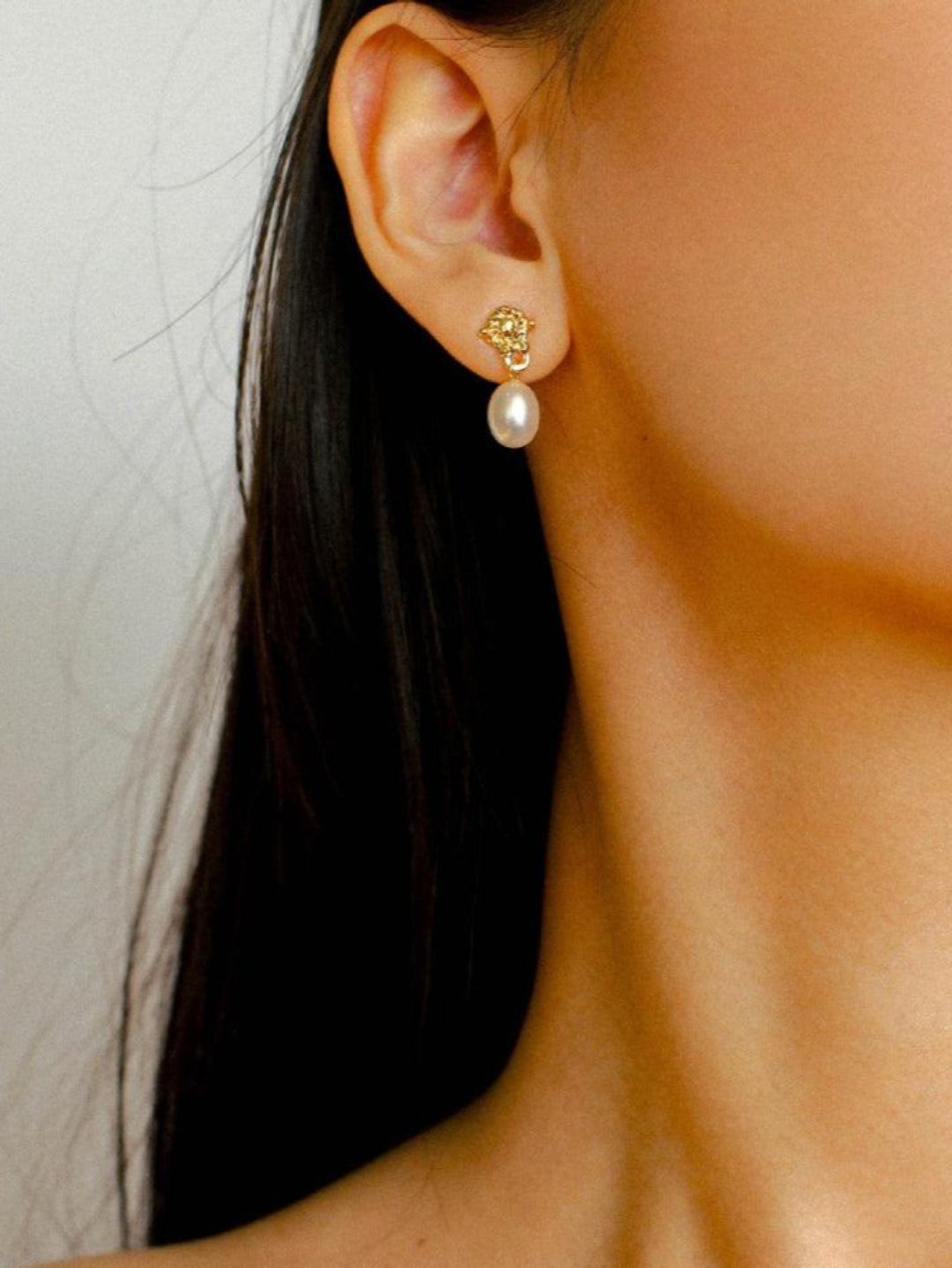 Simple Oval Pearl Long Drop Earrings - Gembea Jewelry
