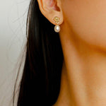 Simple Oval Pearl Long Drop Earrings - Gembea Jewelry