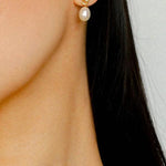 Simple Oval Pearl Long Drop Earrings - Gembea Jewelry