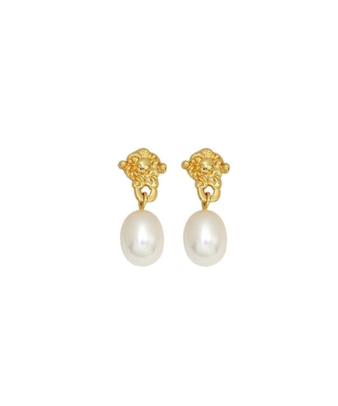 Simple Oval Real Pearl Drop Earrings gembea jewelry